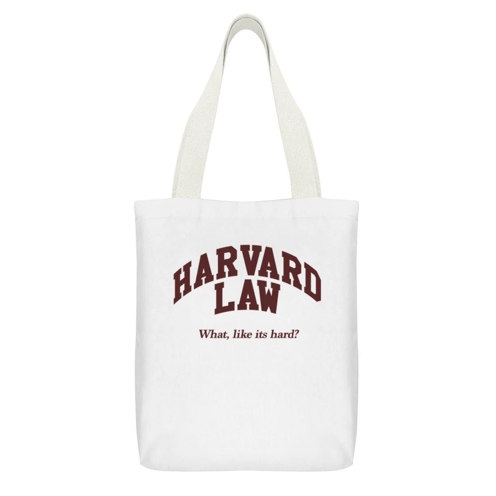 Harvard Law What Like Its Hard Funny Legally Blonde Movie Quote Elle W White Canvas Tote Shopping Bag With Interior Pocket