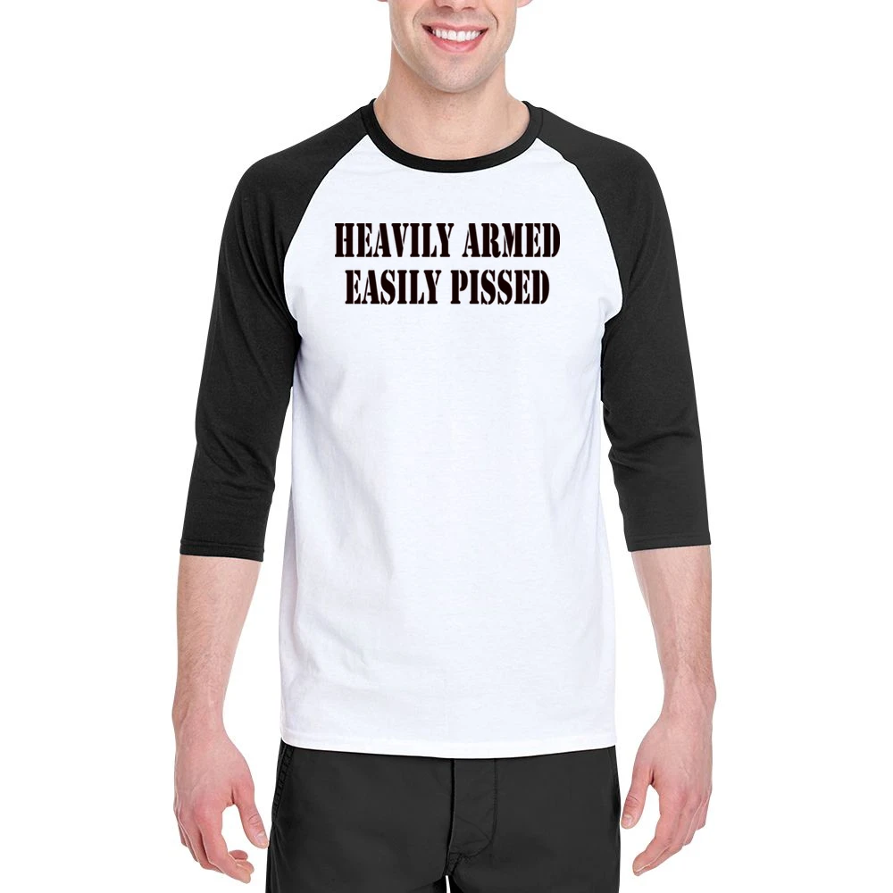 Heavily Armed Easily Pissed Funny Joke Men 3/4 Sleeve T-Shirt