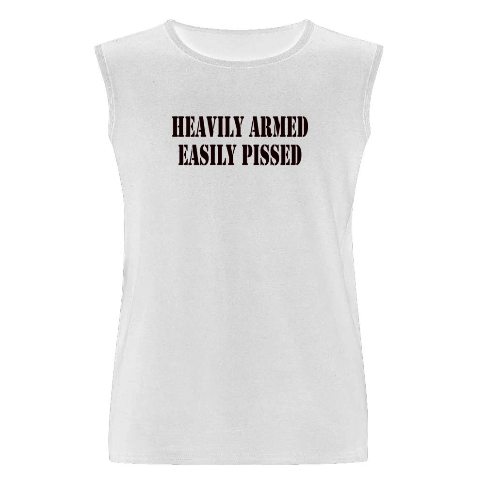 Heavily Armed Easily Pissed Funny Joke Men Sleeveless T-Shirt