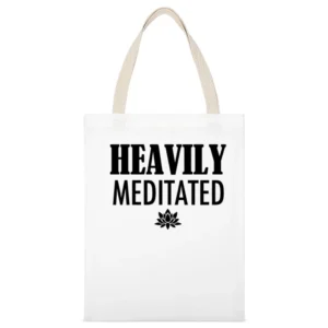 Heavily Meditated Funny Yogi Meditation Spiritual Graphic Lotus Tee Sh White Canvas Tote Shopping Bag