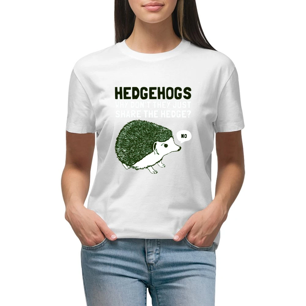 Hedge-hogs why don't they share the hedge? Premium Women Ladies T-shirt