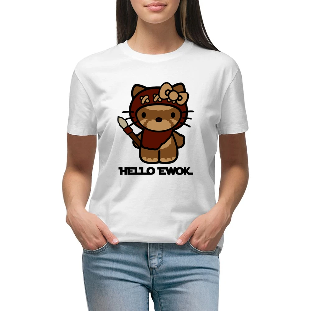 Hello Ewok Cute Funny Star Wars Cartoon Parody Premium Women Ladies T-shirt