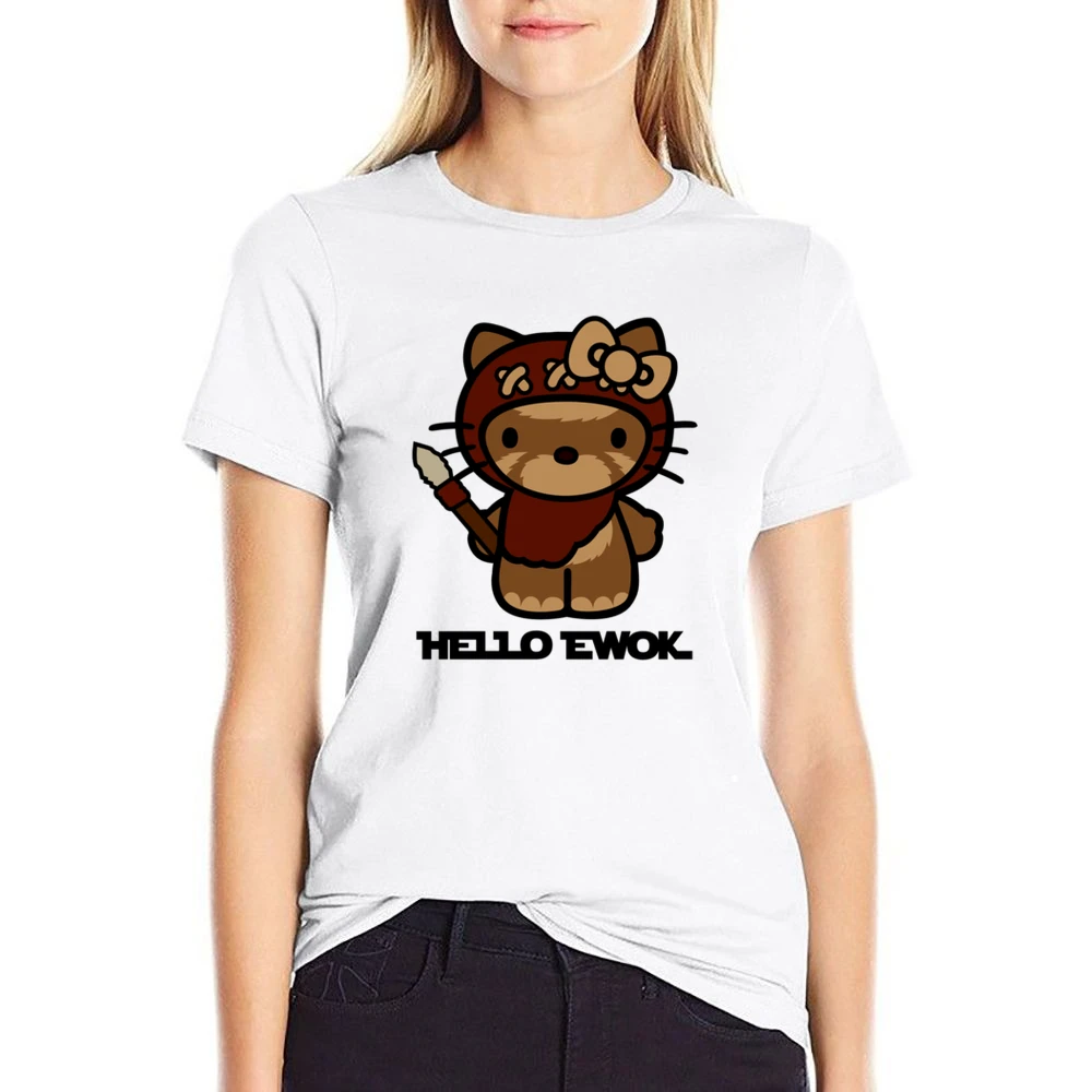 Hello Ewok Cute Funny Star Wars Cartoon Parody US Size Women Ladies T-shirt