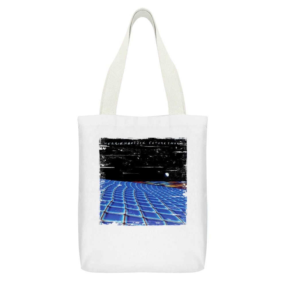 Herbie Hancock Future Shock Album Cover Distressed Image White Canvas Tote Shopping Bag With Interior Pocket