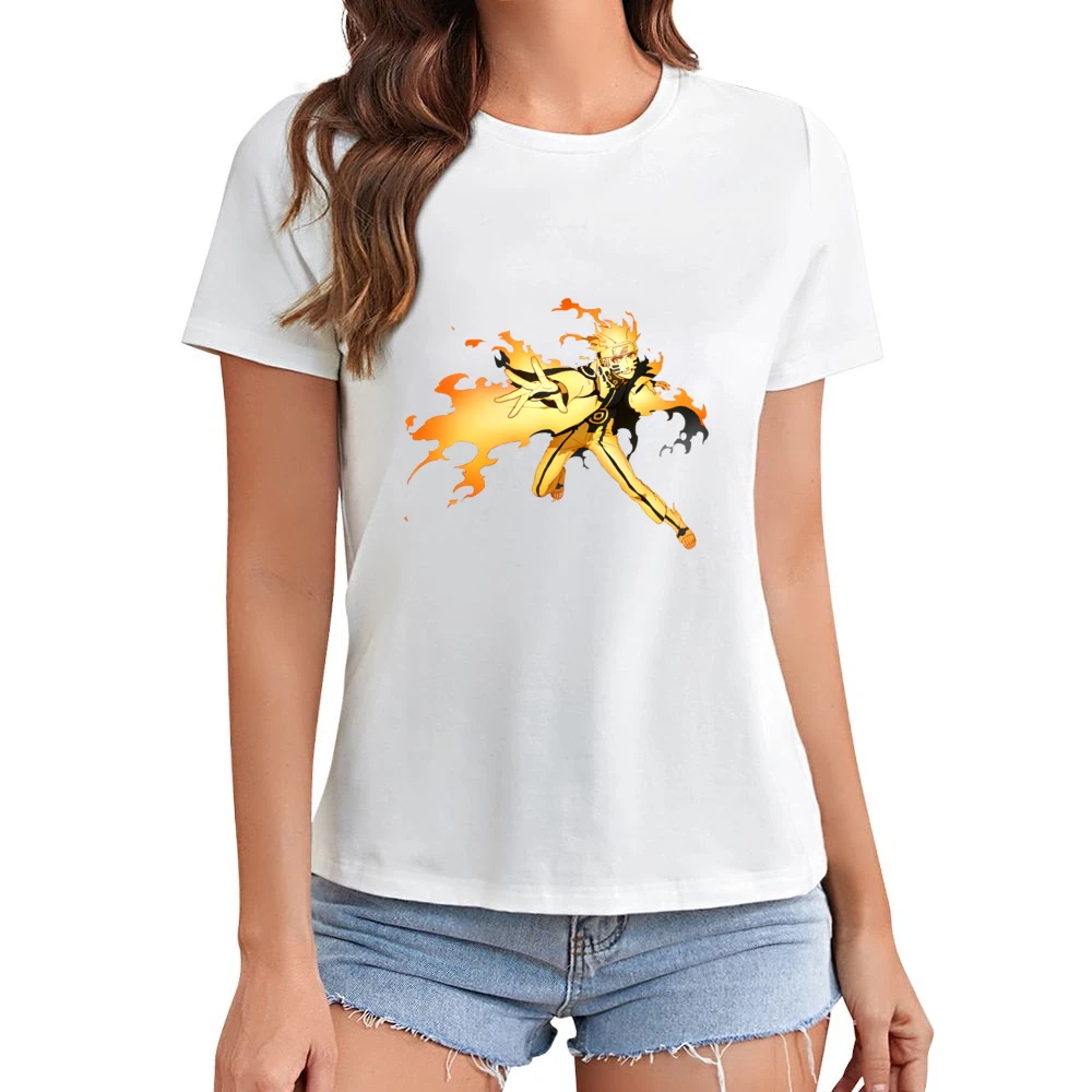 Hermit Naruto sage mode with kurama nine tails beast chakra anime mang Asian Size Women Ladies T-shirt