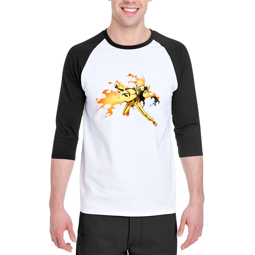 Hermit Naruto sage mode with kurama nine tails beast chakra anime mang Men 3/4 Sleeve T-Shirt