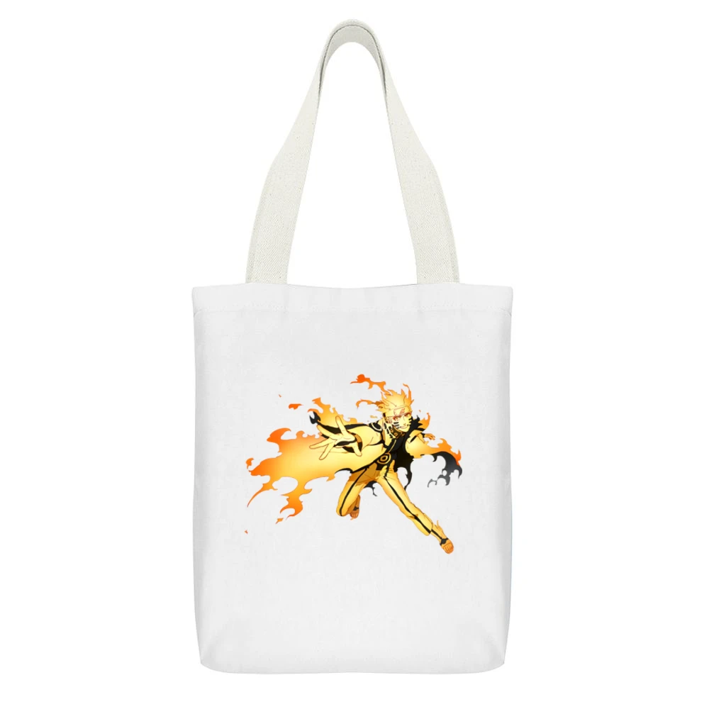 Hermit Naruto sage mode with kurama nine tails beast chakra anime mang White Canvas Tote Shopping Bag With Interior Pocket