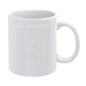 Hierarchy of geek nerd and dork about cool stuff White Mug