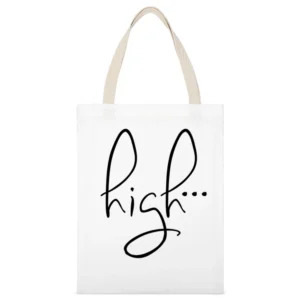 High Fun Party Graphic Tee Shirt White Canvas Tote Shopping Bag