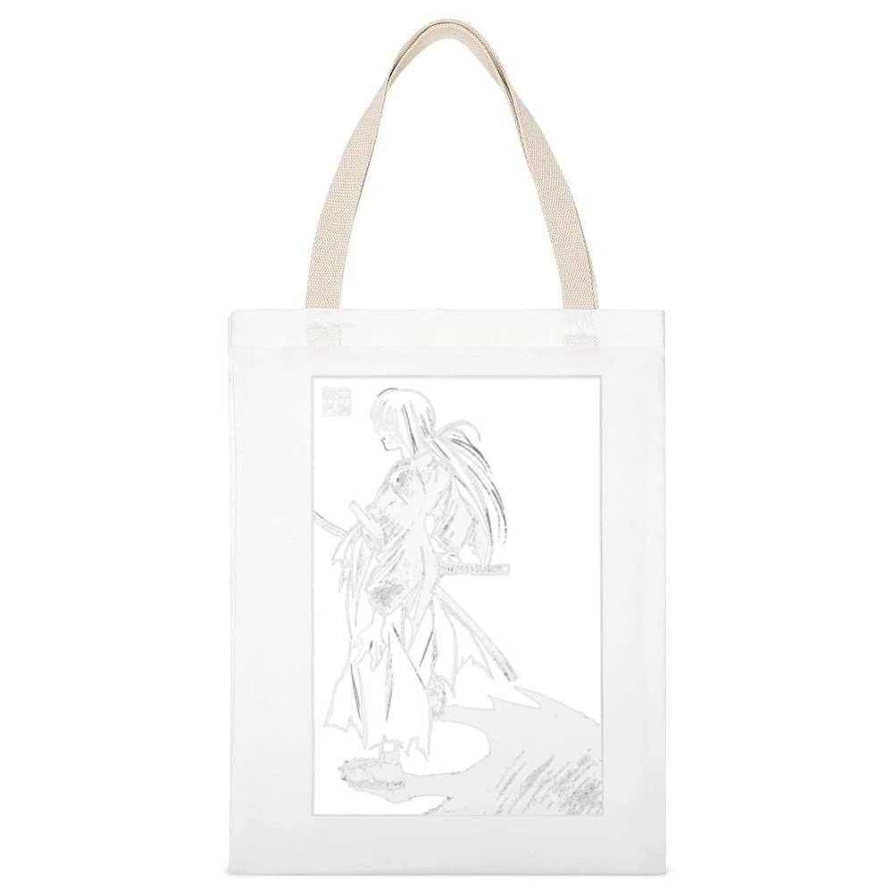 Himura Batosai Rurouni Kenshin Samurai x White Canvas Tote Shopping Bag
