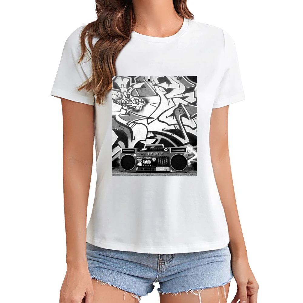 Hip Hip Ghetto Blaster Tshirt (All styles and colors available) Asian Size Women Ladies T-shirt