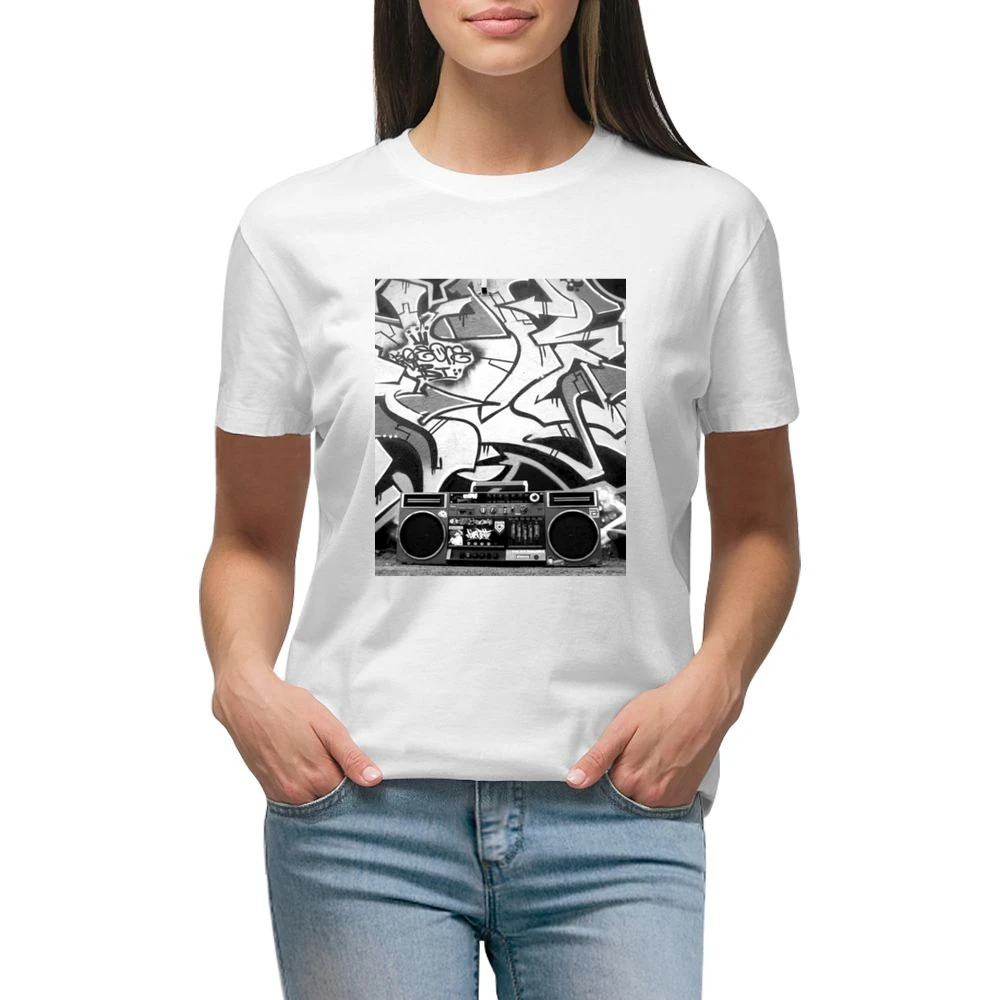Hip Hip Ghetto Blaster Tshirt (All styles and colors available) Premium Women Ladies T-shirt