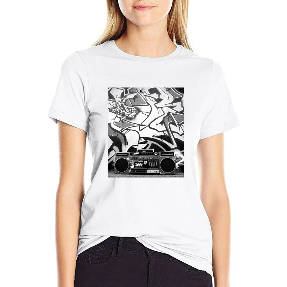 Hip Hip Ghetto Blaster Tshirt (All styles and colors available) US Size Women Ladies T-shirt