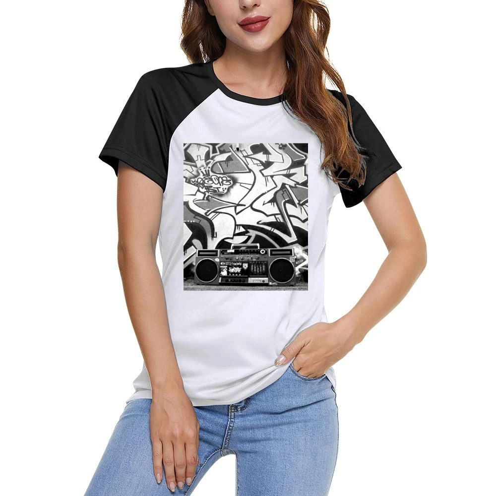 Hip Hip Ghetto Blaster Tshirt (All styles and colors available) Women Ladies Short Sleeve T-Shirt