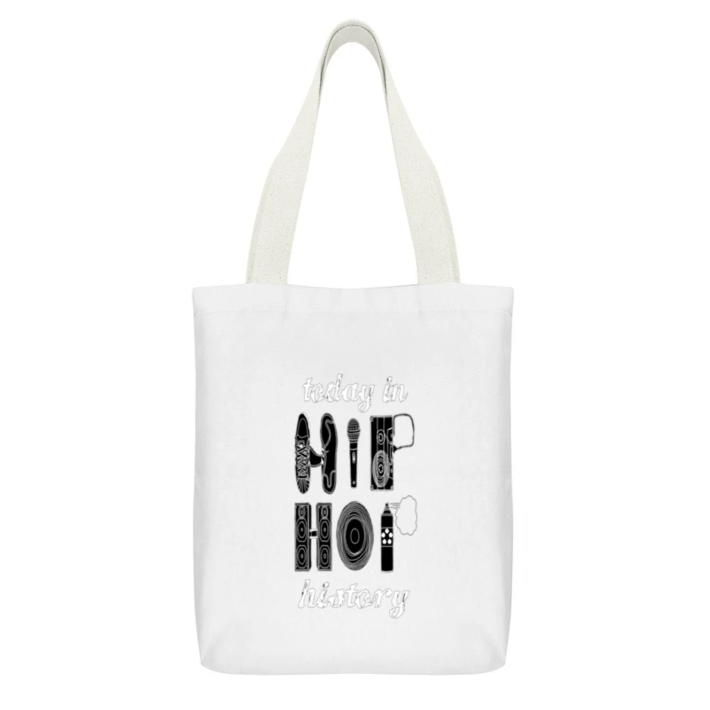 Hip Hop Culture Tshirt White Canvas Tote Shopping Bag With Interior Pocket