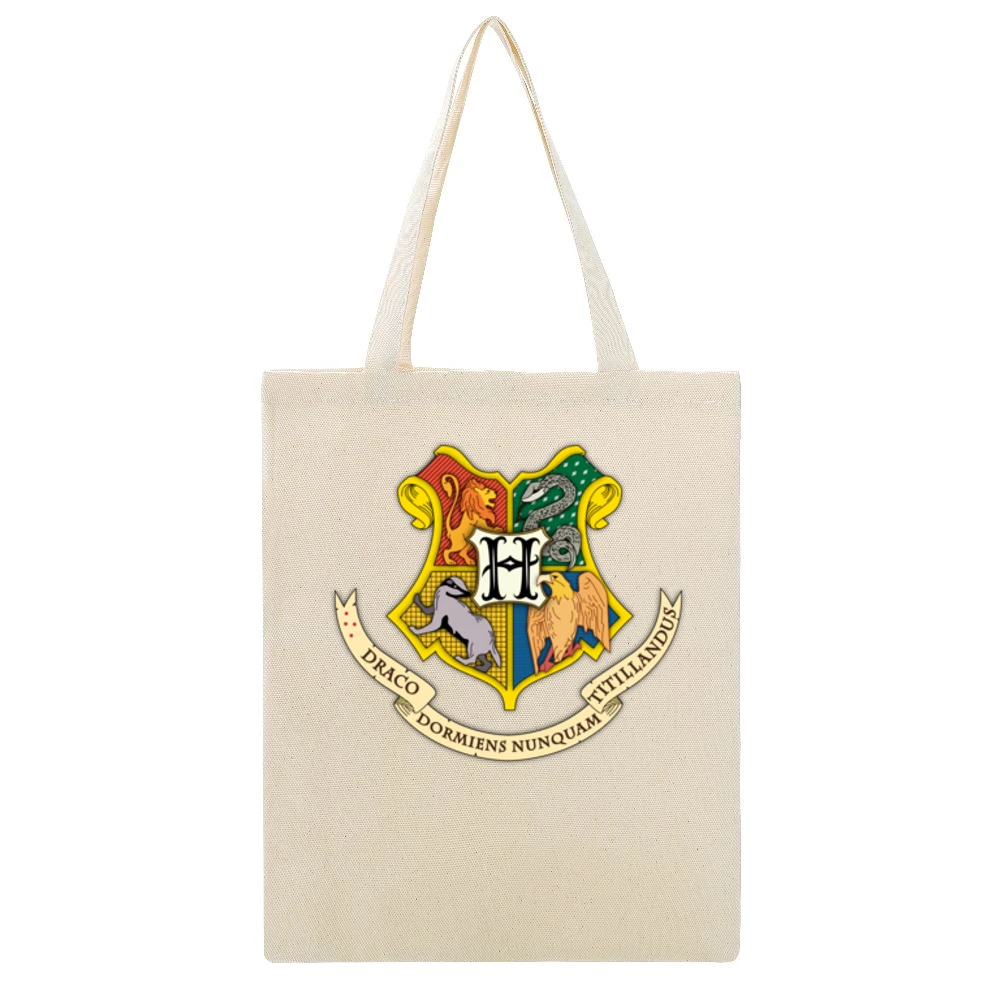 Hogwarts Coat Of Arms Harry Potter Movie Beige Canvas Tote Shopping Bag