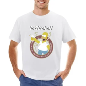 Homer Simpson to Alcohol the cause of and solution to all of lifes pro Asian Size Men T-Shirt