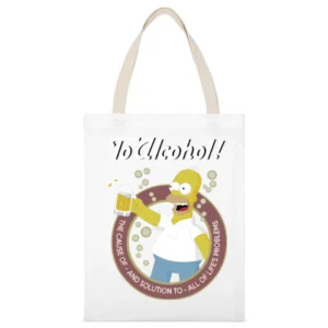 Homer Simpson to Alcohol the cause of and solution to all of lifes pro White Canvas Tote Shopping Bag