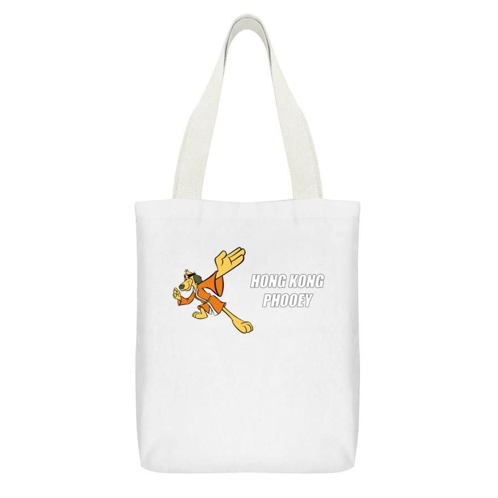 Hong Kong Phooey Fun Cool Vintage Graphic Retro Tv Show White Canvas Tote Shopping Bag With Interior Pocket