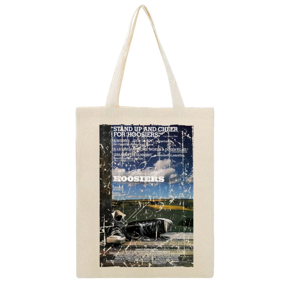 Hoosiers Movie Poster Retro Aged Look Beige Canvas Tote Shopping Bag