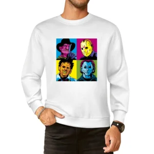 Horror Pop Art Freddy Krueger Jason Voorhees Leatherface Michael Myers European Size Pullover Sweater