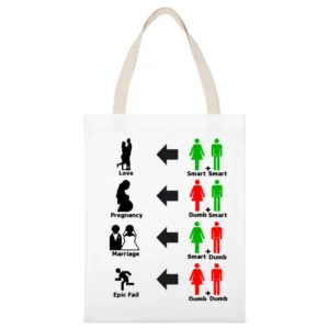 How relationship goes - funny smart dumb couple epic fail White Canvas Tote Shopping Bag
