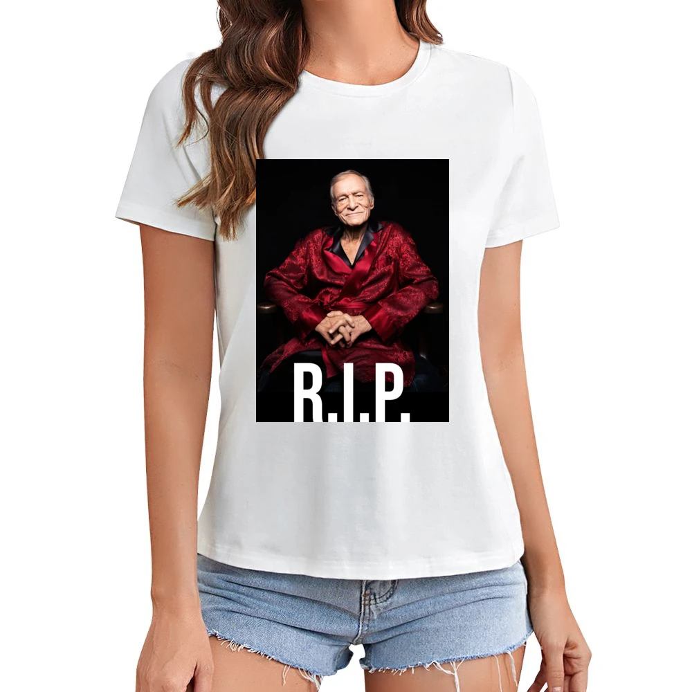 Hugh Hefner Rip Playboy Tribute Trending Asian Size Women Ladies T-shirt