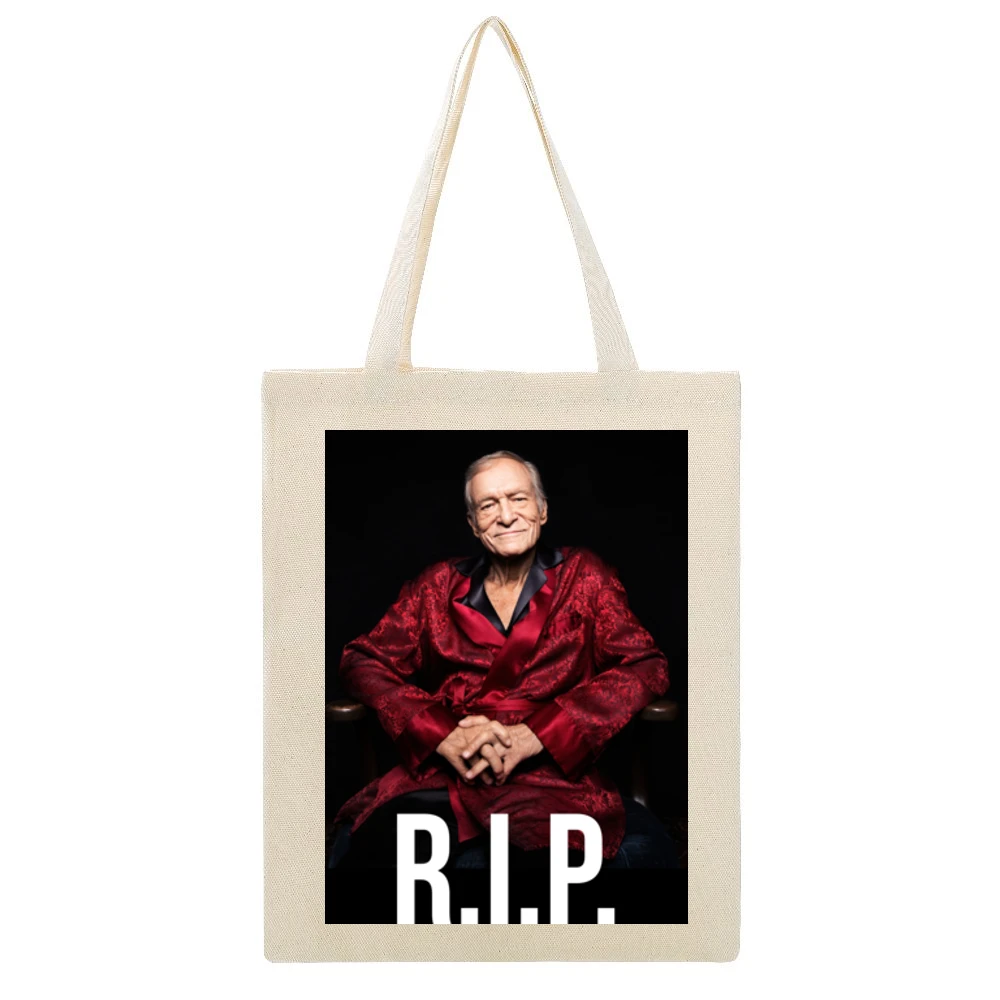 Hugh Hefner Rip Playboy Tribute Trending Beige Canvas Tote Shopping Bag