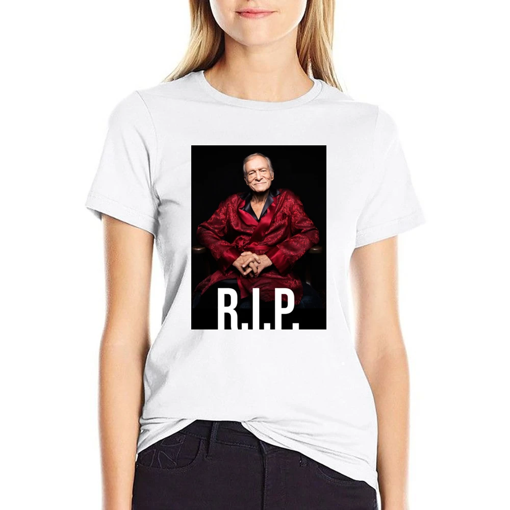 Hugh Hefner Rip Playboy Tribute Trending US Size Women Ladies T-shirt
