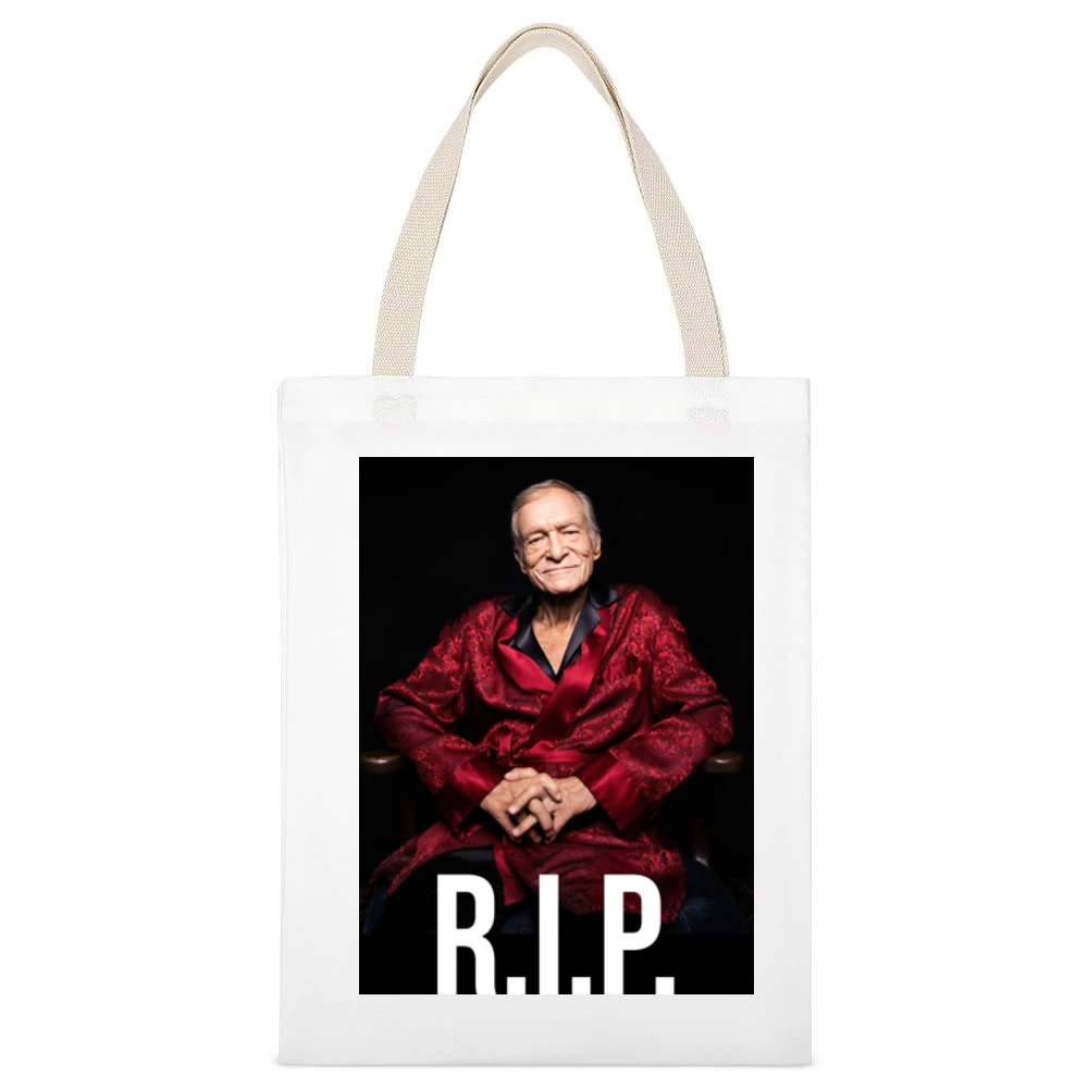 Hugh Hefner Rip Playboy Tribute Trending White Canvas Tote Shopping Bag