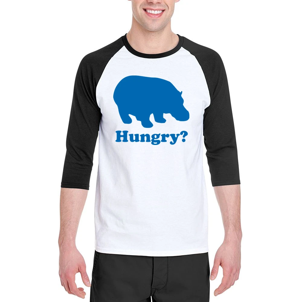 Hungry Hungry Hippos Funny Cool Retro 80s Men 3/4 Sleeve T-Shirt