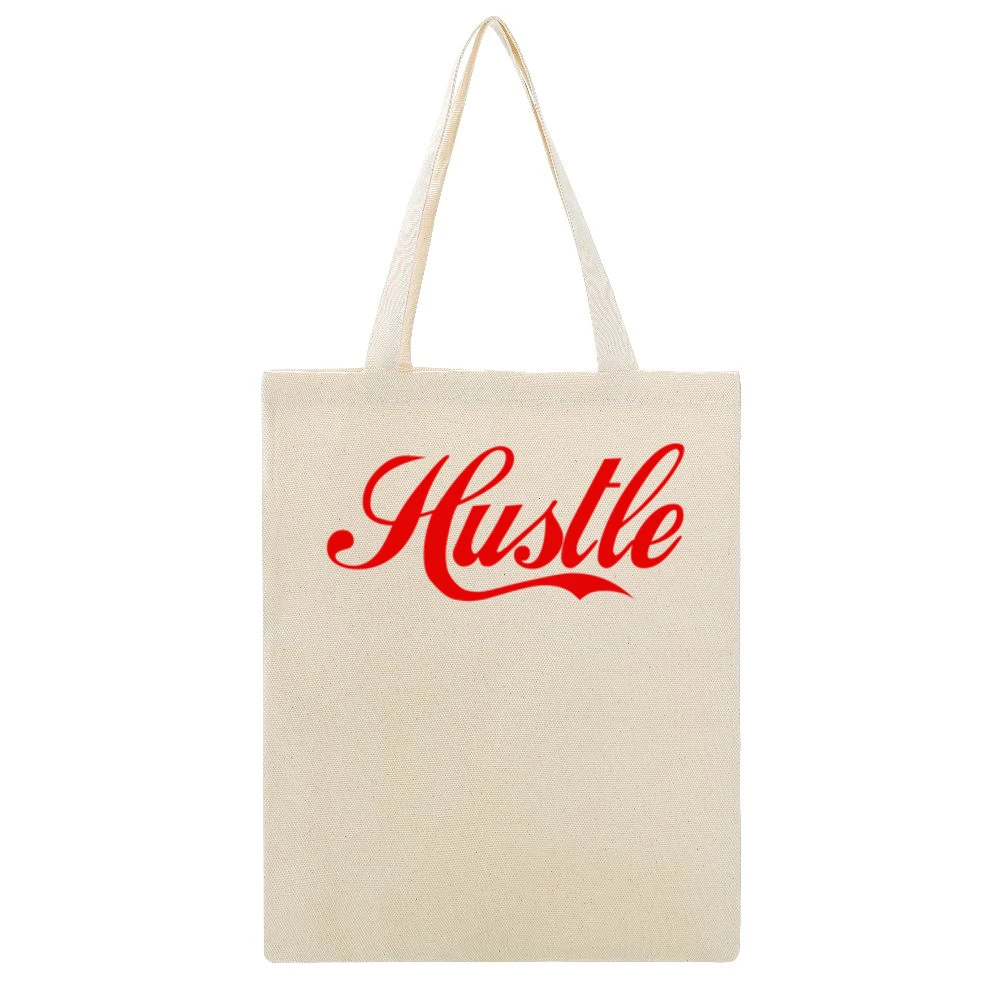 Hustle Vintage Coke Cola Style Retro 80s Vintage Style Graphic Tee Shi Beige Canvas Tote Shopping Bag