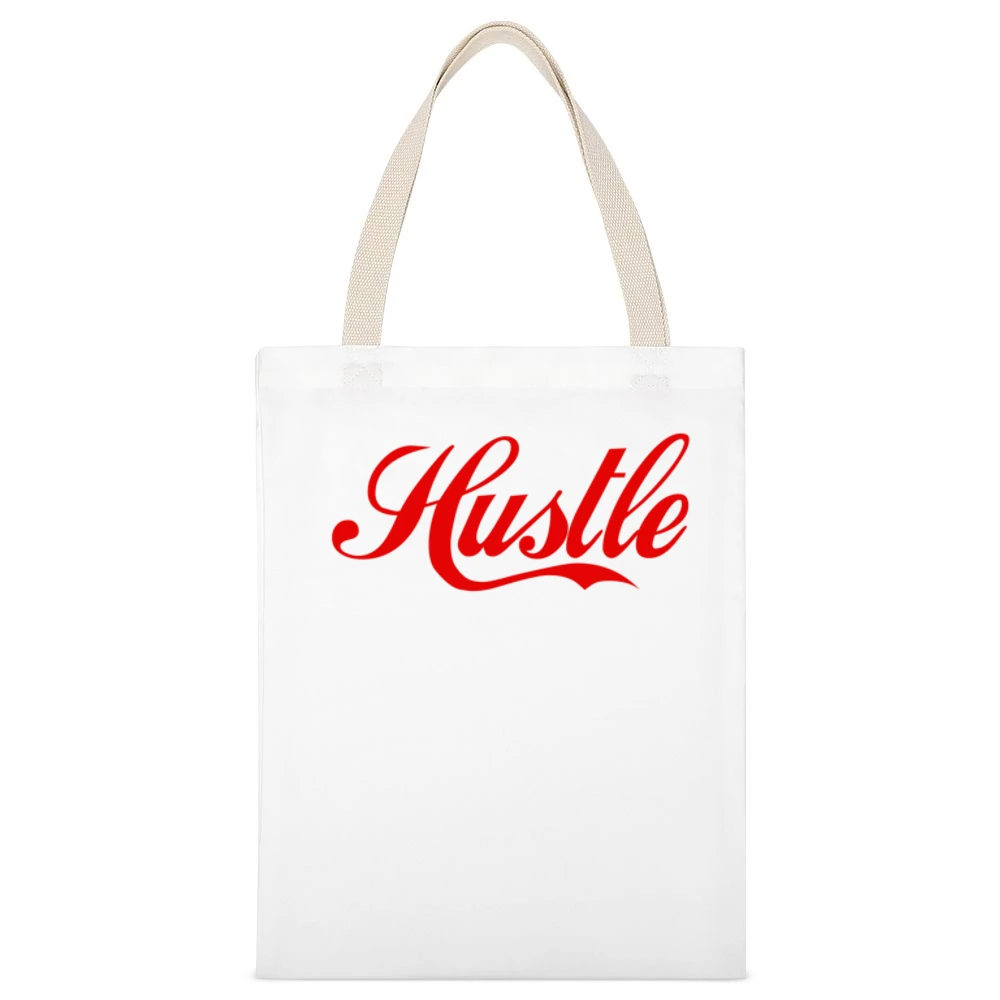 Hustle Vintage Coke Cola Style Retro 80s Vintage Style Graphic Tee Shi White Canvas Tote Shopping Bag