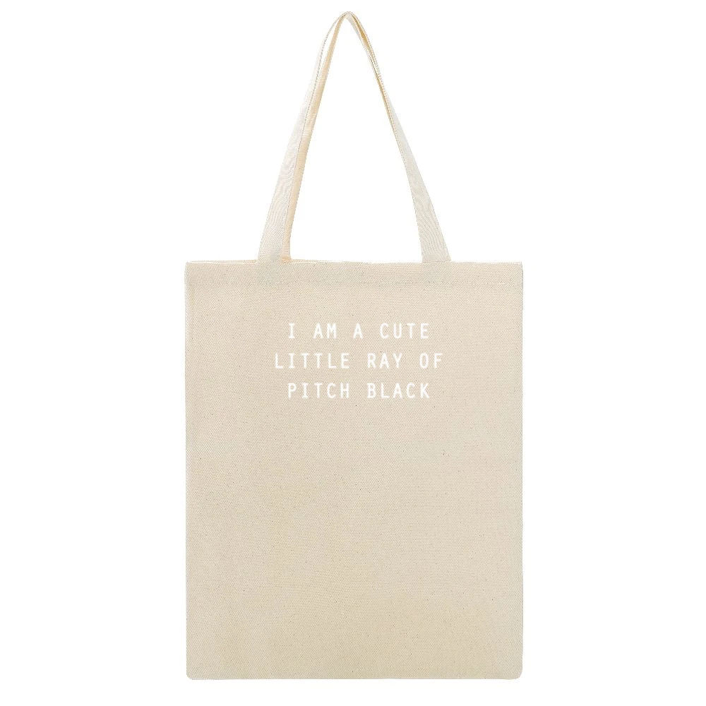 I Am A Cute Little Ray Of Pitch Black Funny Trendy Graphic Fashion T S Beige Canvas Tote Shopping Bag