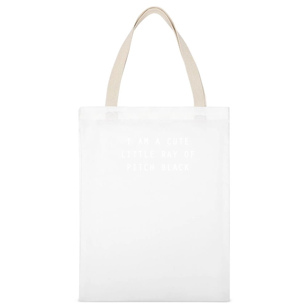 I Am A Cute Little Ray Of Pitch Black Funny Trendy Graphic Fashion T S White Canvas Tote Shopping Bag