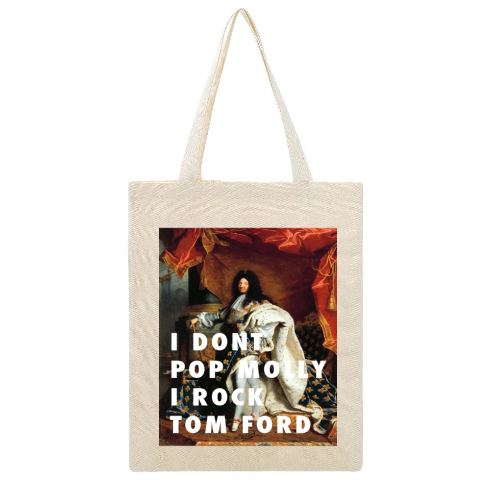 I DON'T POP MOLY I ROCK TOM FORD TSHIRT (all styles and colors availab Beige Canvas Tote Shopping Bag