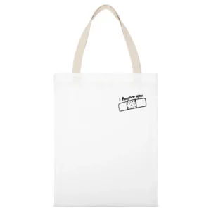 I Forgive You Graphic Love Heart Bandaid Fun Tee Shirt White Canvas Tote Shopping Bag