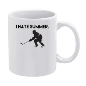 I Hate Summer Fun Ice Hockey Love Winter Sports Graphic White Mug