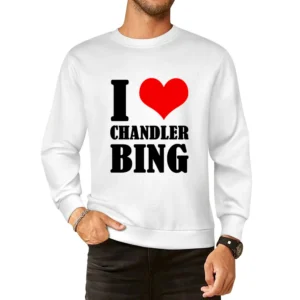 I Heart Love Chandler Bing Fun Friends Popular TV Show European Size Pullover Sweater