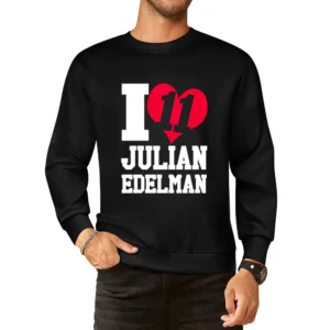 I Heart Love Julian Edelman 11 Fun New England Football Fan Graphic T European Size Pullover Sweater