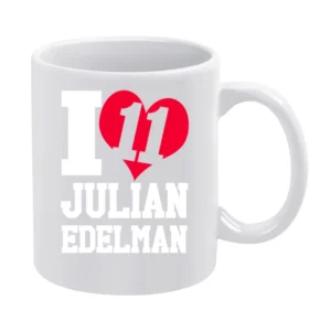 I Heart Love Julian Edelman 11 Fun New England Football Fan Graphic T White Mug