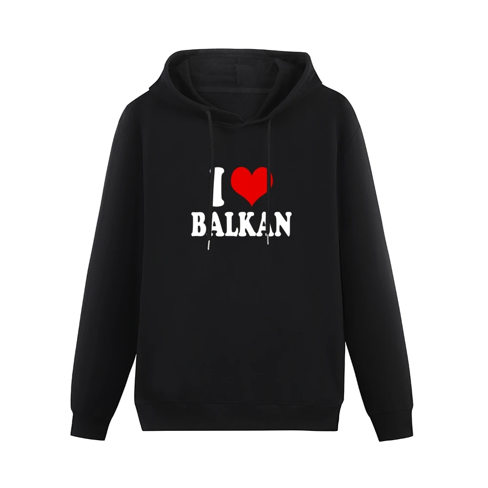 I Love Balkan Fun Heart Graphic Tee Shirt Men Hoodie Without Pocket