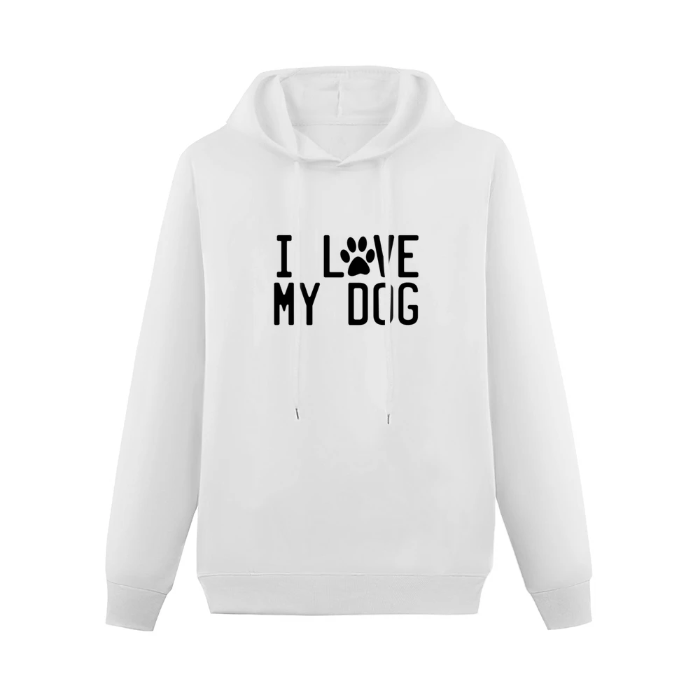 I Love My Dog Graphic Paw Print Tee Shirt Men Hoodie Without Pocket