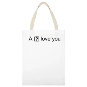 I Love You Ios Question Mark Box Iphone Autocorrect Error Tshirt White Canvas Tote Shopping Bag