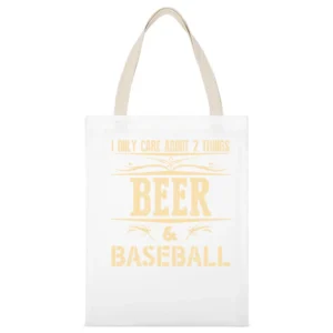 I Only Care About 2 Things Beer And Baseball White Canvas Tote Shopping Bag