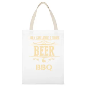 I Only Care About 2 Things Beer And Bbq Apron White Canvas Tote Shopping Bag
