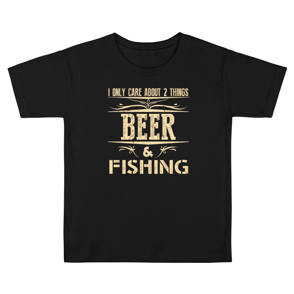 I Only Care About 2 Things Beer And Fishing Kids Boys Girls T-Shirt