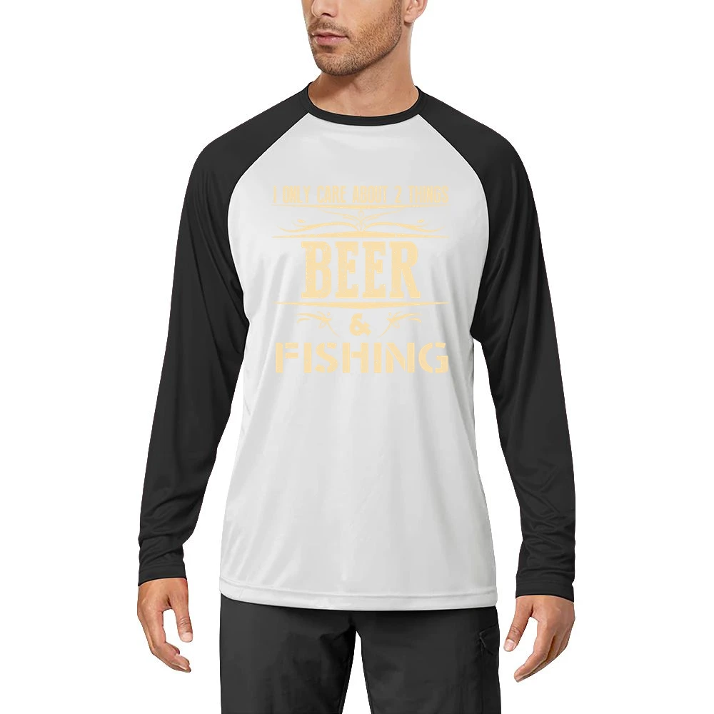 I Only Care About 2 Things Beer And Fishing Men Long Sleeve T-Shirt