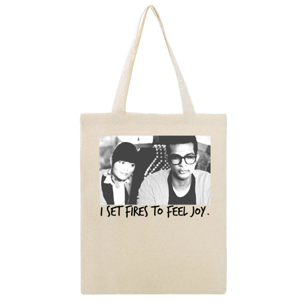 I Set Fires To Feel Joy Lilly And Donald Pitch Perfect Fun Movie T Shi Beige Canvas Tote Shopping Bag