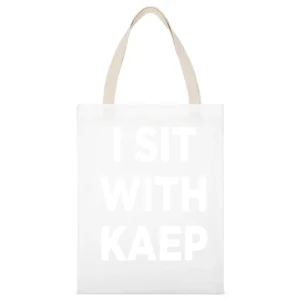I Sit With Kaep Colin Kaepernick Support National Anthem Protest Footb White Canvas Tote Shopping Bag